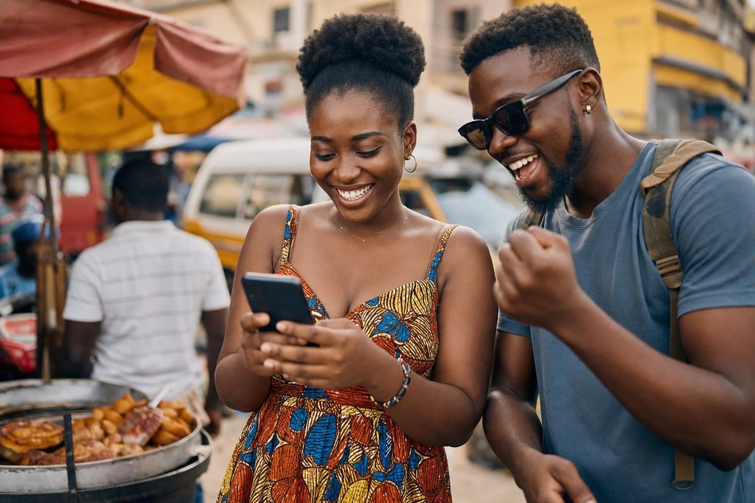 Checking loan options on a phone with Mobile Money